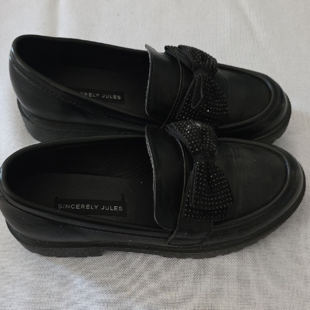 Sincerely Jules Black Kids Shoes with Bow